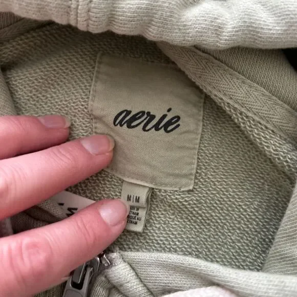 NWT Aerie Cropped Full Zip Light Green Hoodie Women’s Size M - Picture 4 of 10